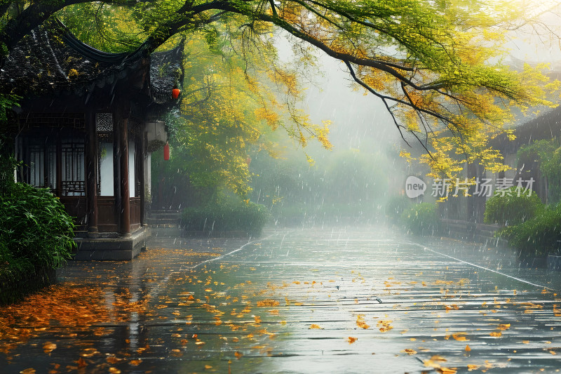 雨水背景自然风景植物