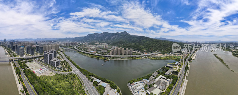 福建福州闽江风光全景图