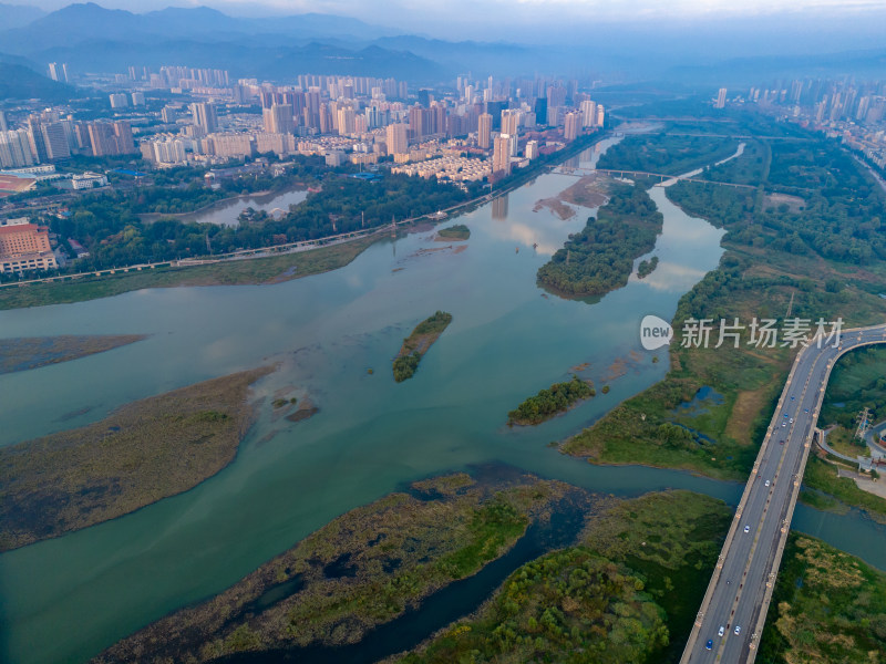 陕西宝鸡城市风光航拍图