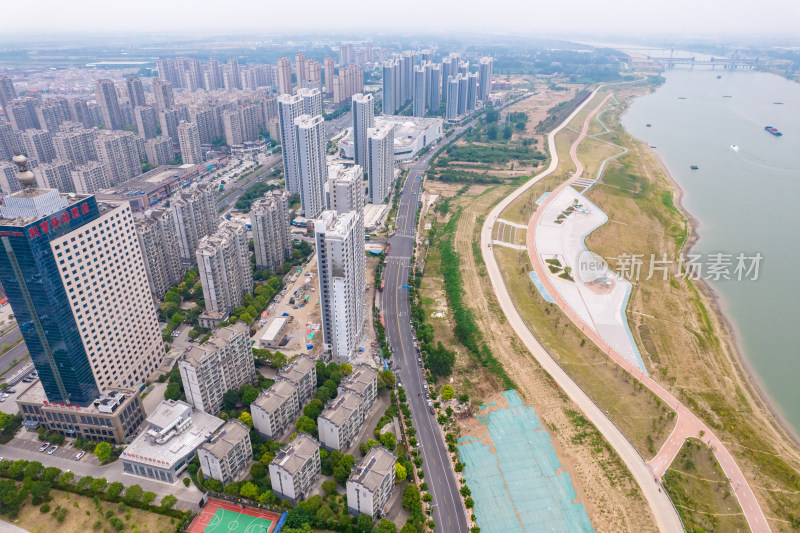 安徽蚌埠城市大景淮河风光航拍图