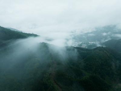 国风古建筑烟雨江南意境