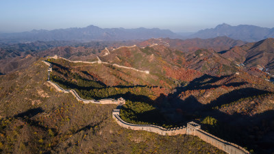 河北金山岭万里长城雄伟的长城秋景秋季航拍