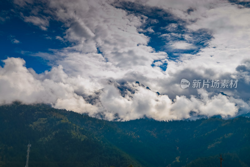 云雾中的森林山峰虎头山