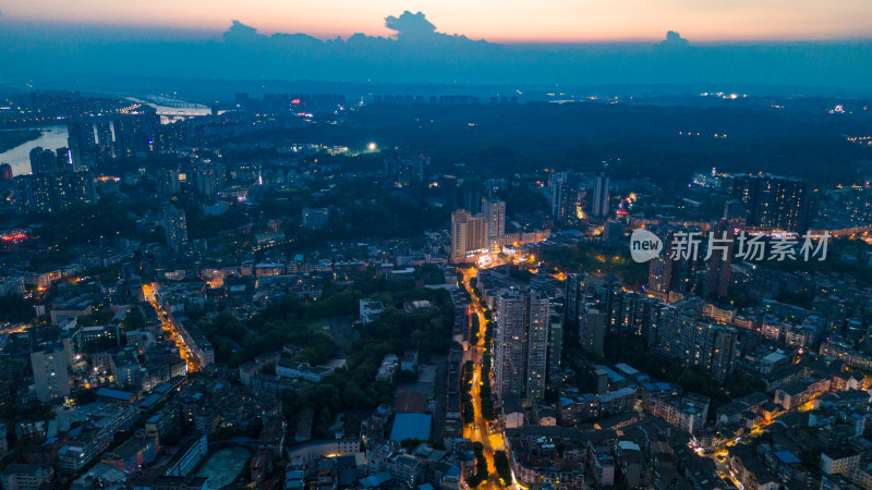 乐山城市夜景航拍图