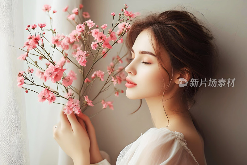 妇女节背景图美女花朵