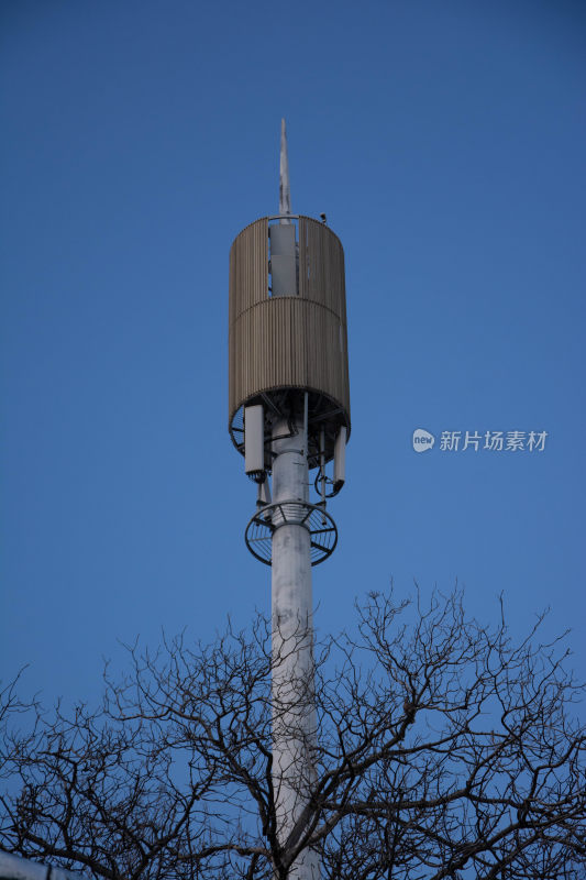 蓝天背景下的信号塔