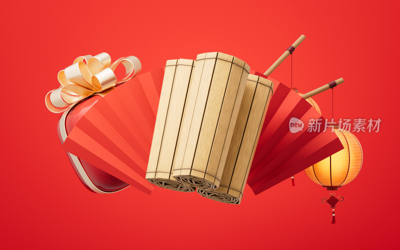 中国风古风竹简3D渲染