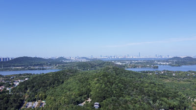 武汉洪山区吹笛景区航拍