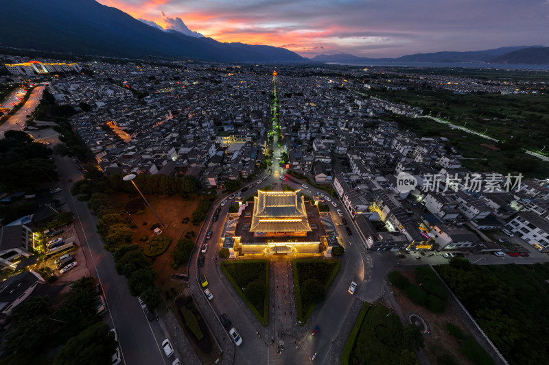 大理古建筑城楼文献名邦全景