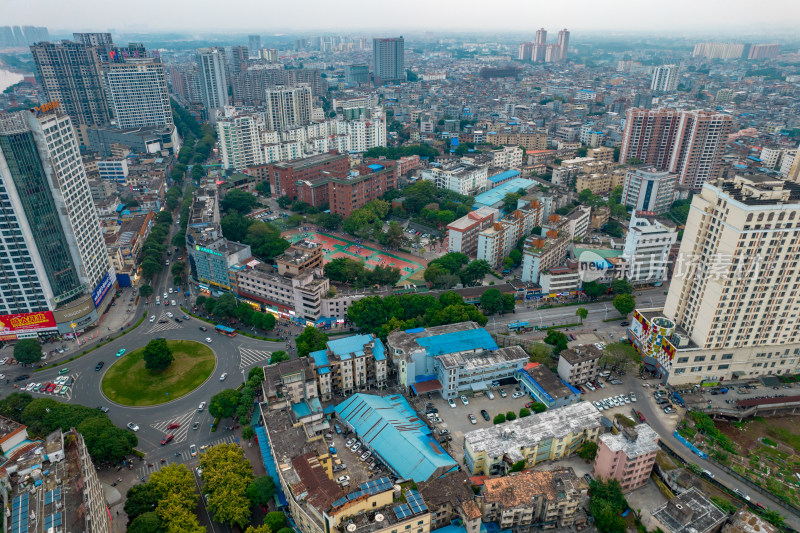 广西钦州城市高楼建筑航拍摄影图