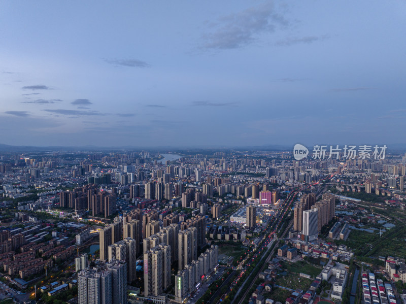 日落蓝调晚霞 航拍湖南衡阳开发区 城市风光