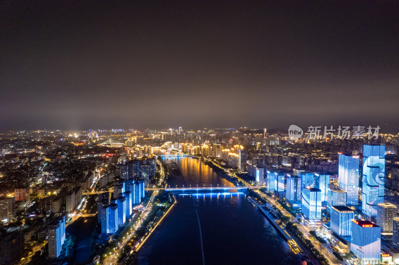 福建福州闽江夜景航拍图