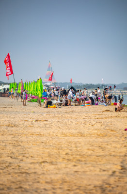 山东日照金沙滩海滨海岸海滩景观