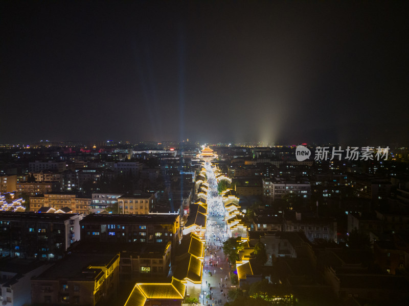 航拍湖北襄阳古城襄阳北街夜景