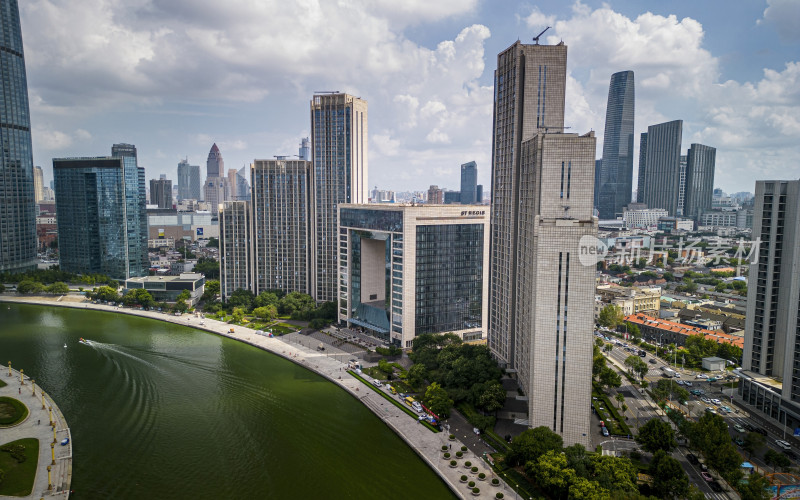 天津市区海河风景天际线航拍