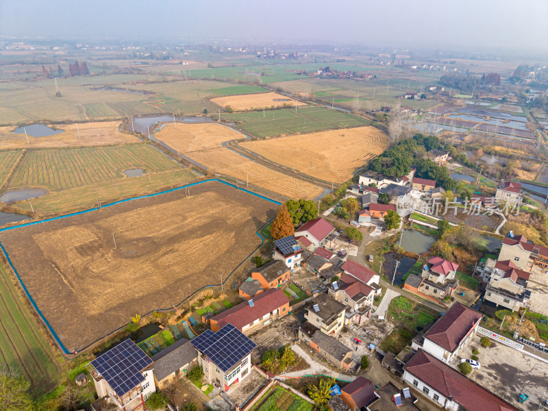 乡村田园风光俯瞰景象