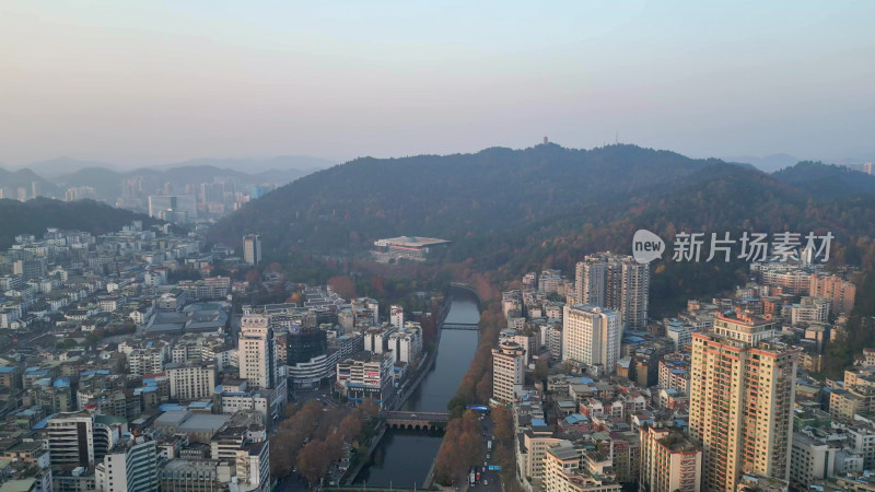 航拍贵州遵义红花岗区城市建设