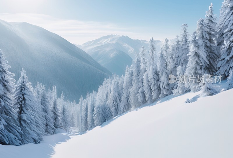 冬季森林白雪覆盖风景