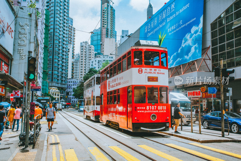 香港岛叮叮车风光