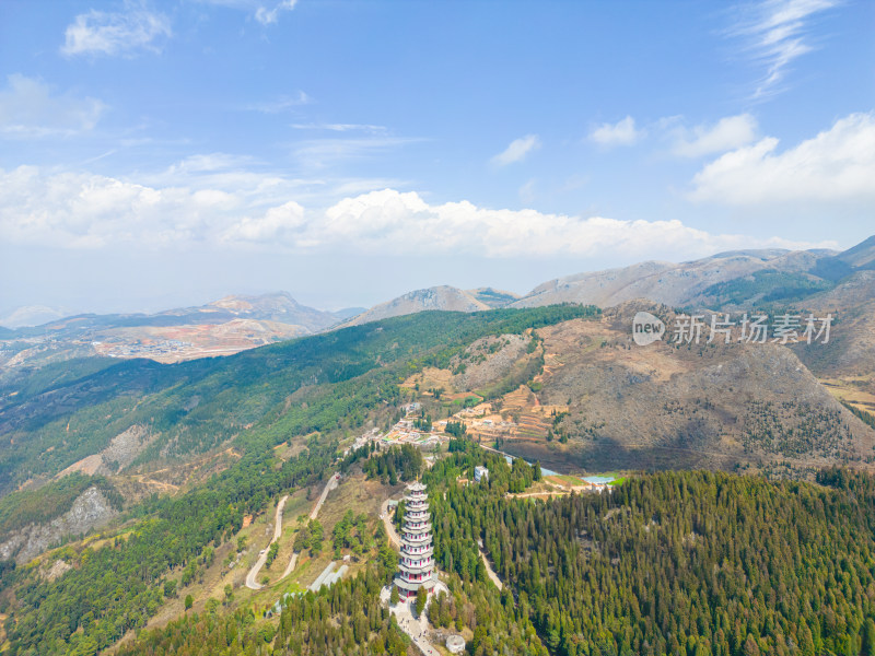 航拍云南个旧老阴山景区