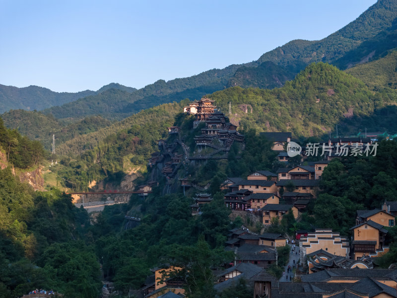 江西上饶网红景点望仙谷日出蓝调灯光航拍