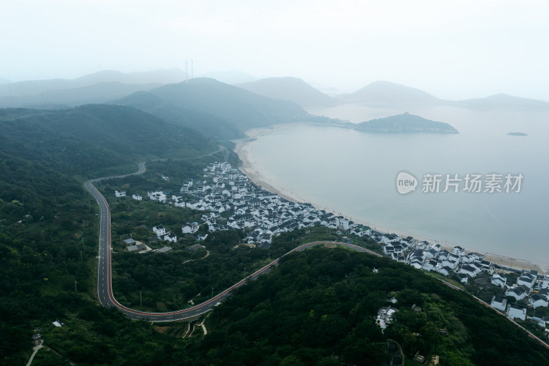 航拍岱山凉峙渔村和盘山公路