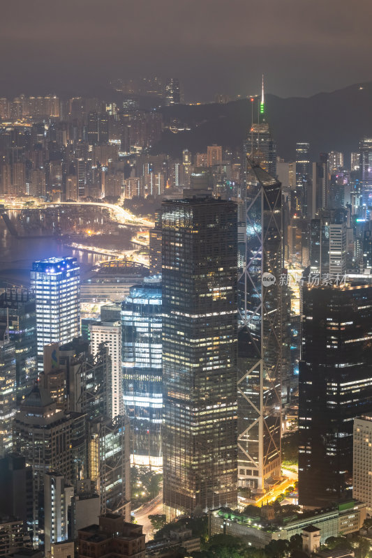 香港维多利亚港CBD中环夜景繁华都市