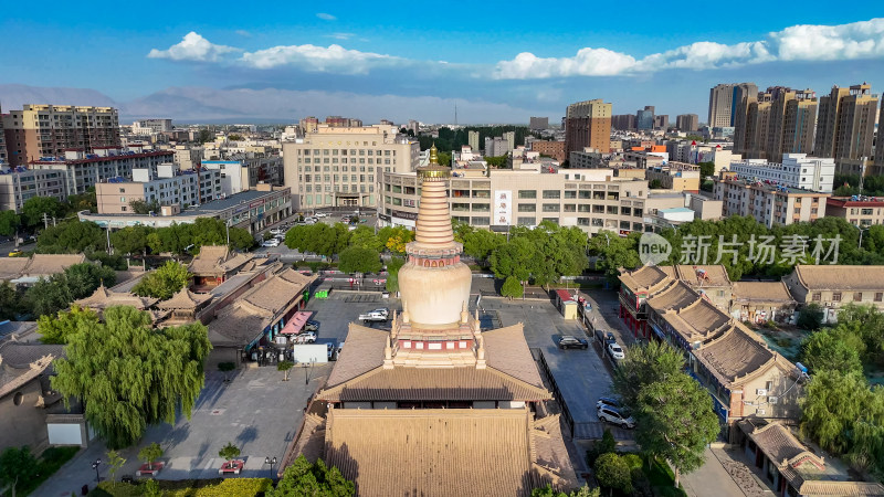 甘肃张掖大佛寺历史文化古建筑航拍