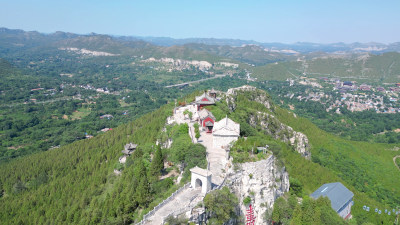 航拍山东潍坊青州云门山风景区