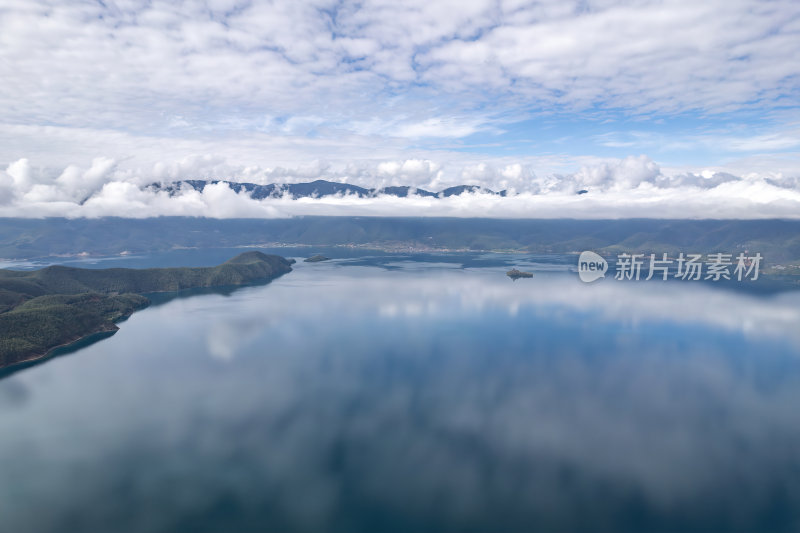 云南丽江泸沽湖摩梭族美景高空航拍