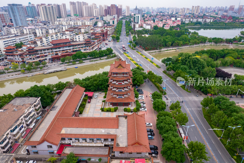 河北沧州清风楼古建筑航拍摄影图