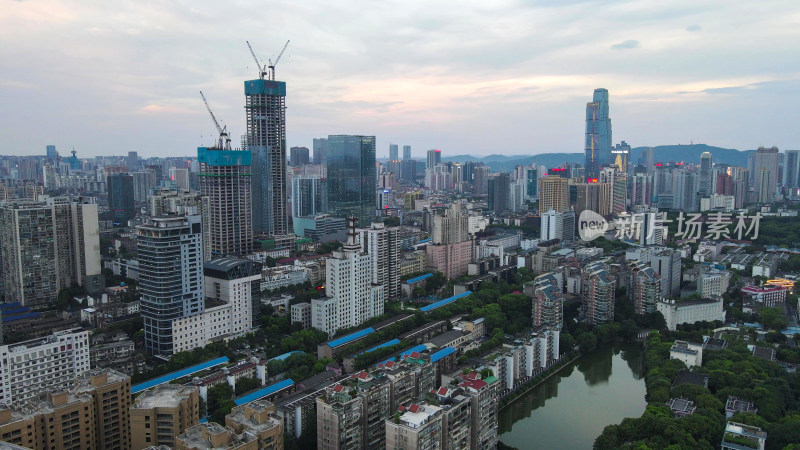 航拍湖南长沙城市大景长沙建设