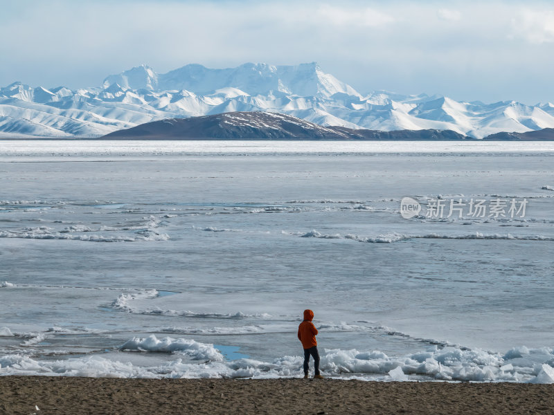 西藏那曲纳木措冰湖念青唐古拉雪山高空航拍