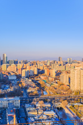 北京冬季白天城市建筑天际线