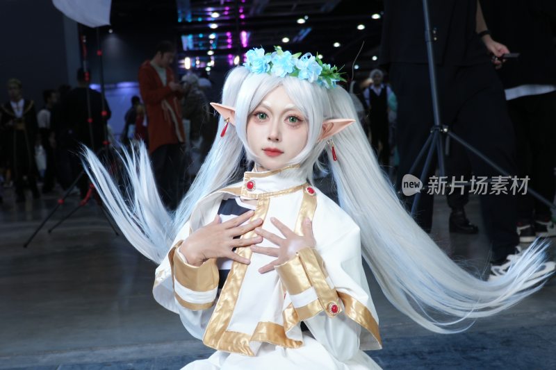 动漫展上的精灵角色coser