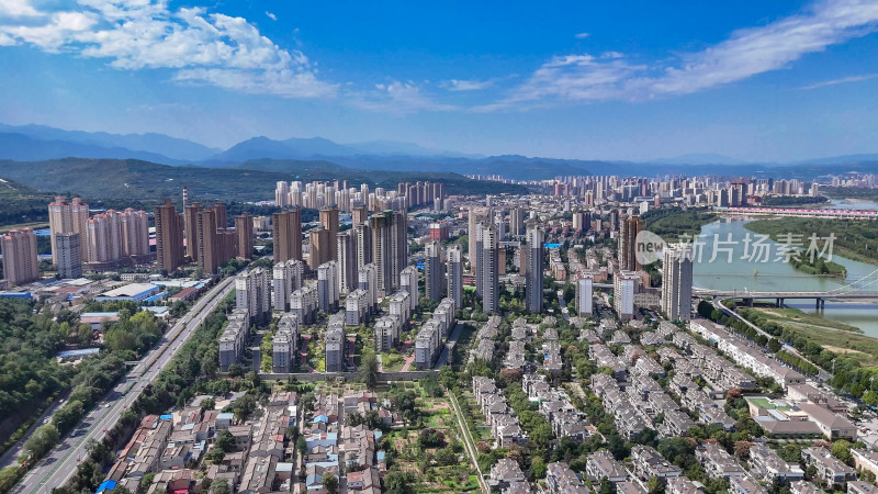 陕西宝鸡城市建设航拍图