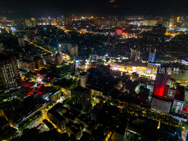 玉林城市夜景万家灯火航拍图