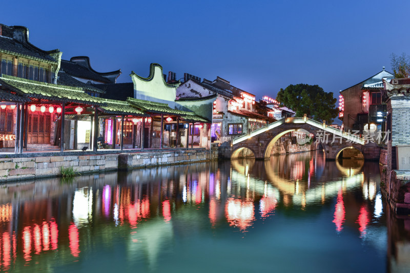 西塘古镇景区夜景，江南水乡