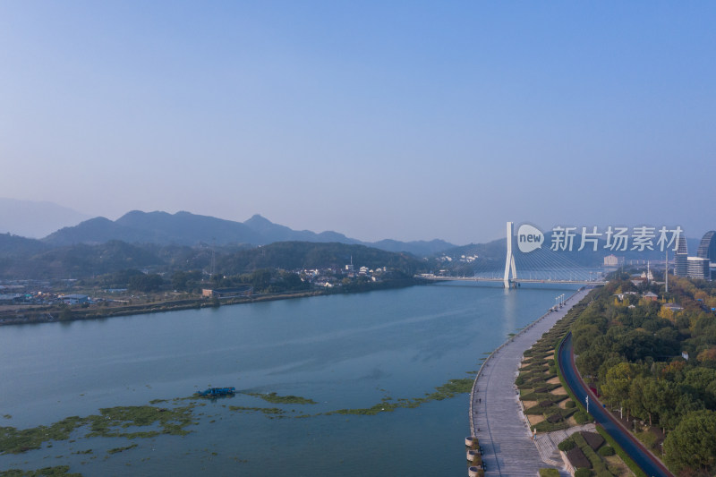 浙江丽水城区风光航拍全景