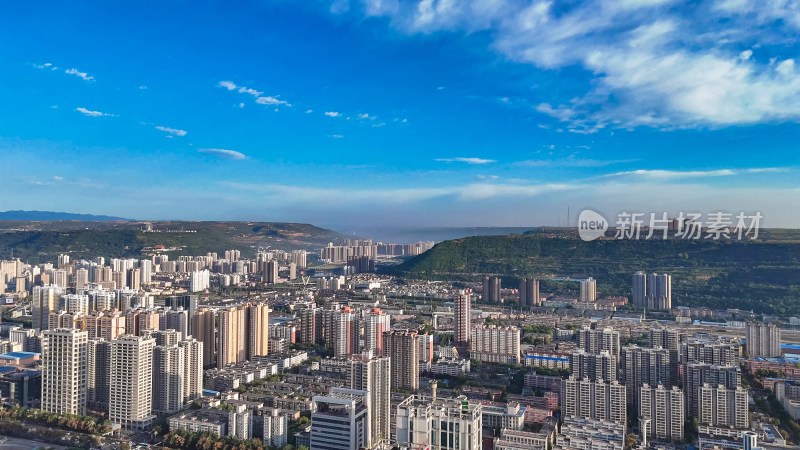 陕西宝鸡城市建设航拍图