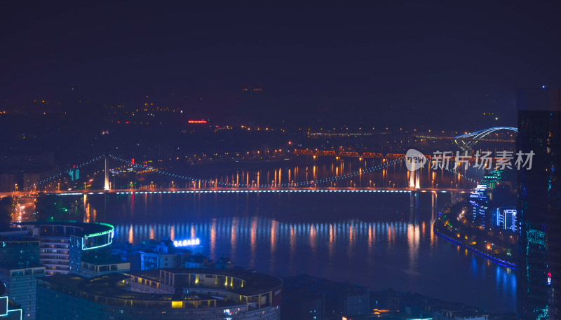 广西柳州柳江城市高楼建筑夜景灯光