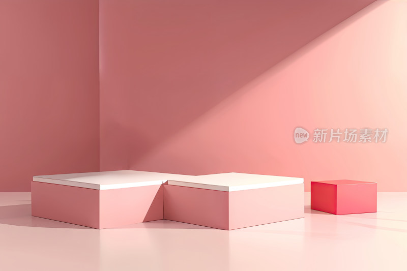 3D简约粉色电商产品展示台