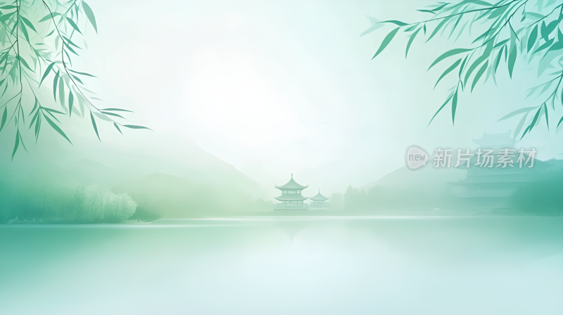 中式山水古风意境背景