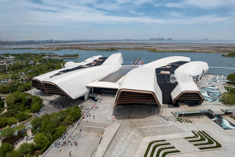 天津生态城国家海洋博物馆城市建筑风光航拍