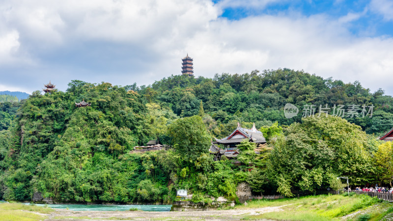 四川都江堰水利工程景区的风景