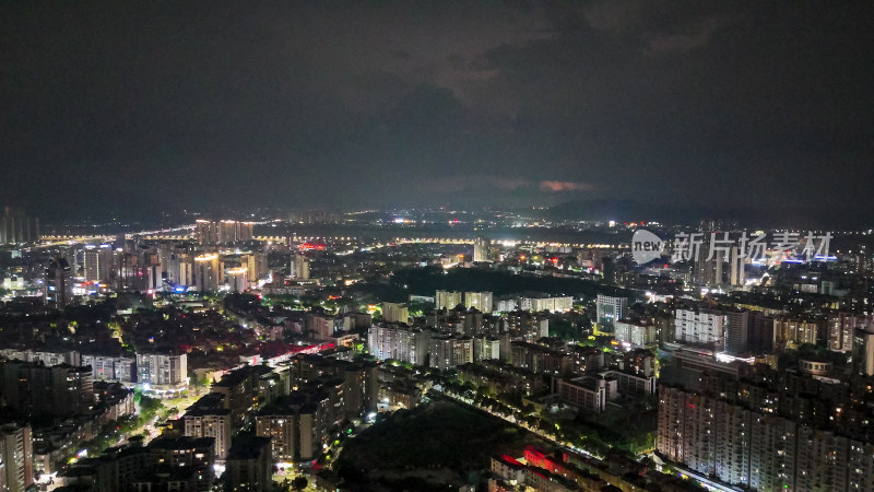 肇庆城市夜景大景航拍图