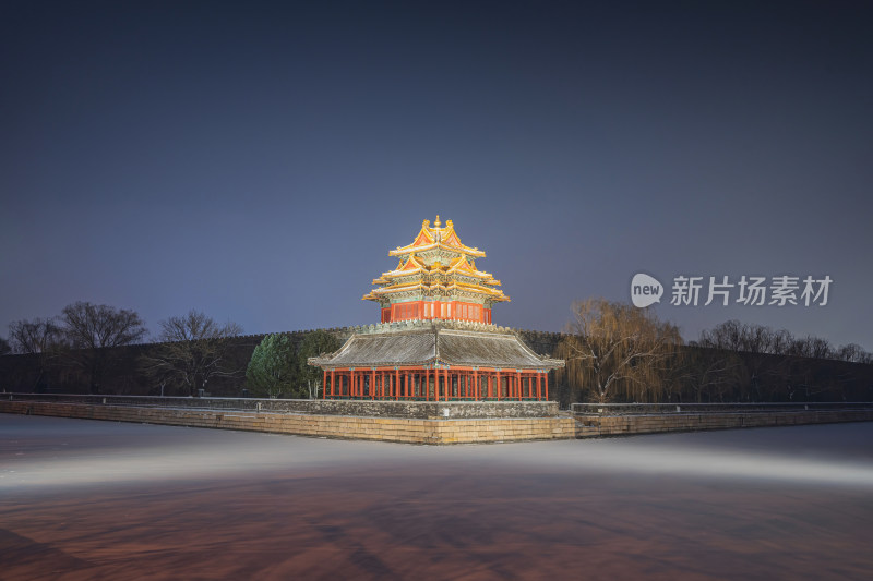 北京故宫角楼冬季夜景
