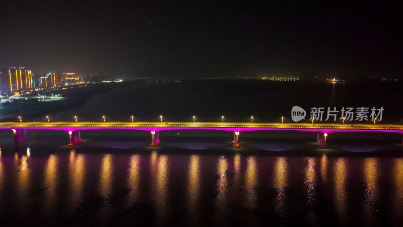 江西樟树赣江四特大桥夜景交通航拍