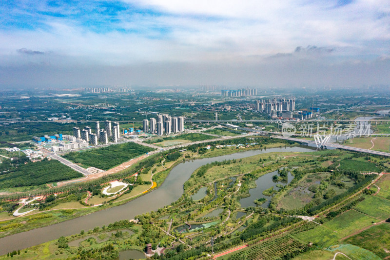西安沣东沣河生态景区航拍