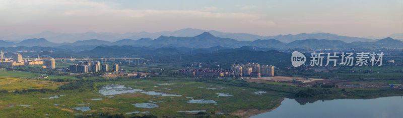 杭州余杭南湖景区晨曦风光航拍